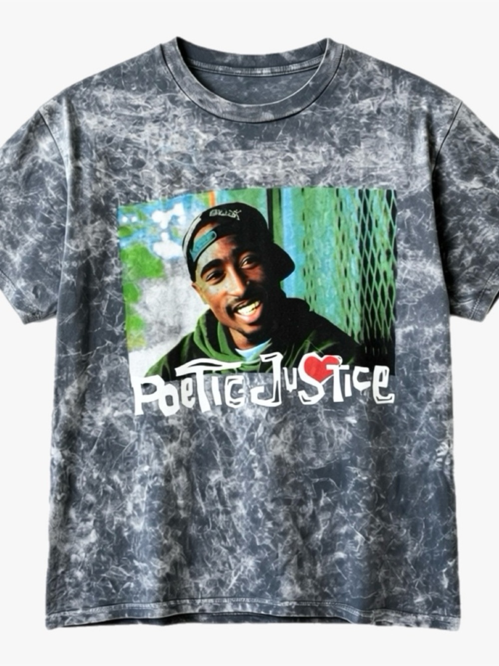 Tupac Poetic Justice Graphic Tee Slate Tie-Dye Men’s Size Large